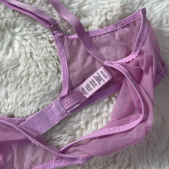 Skims Pink Mesh Sheer Bra – Size Small - Picture 3 of 4